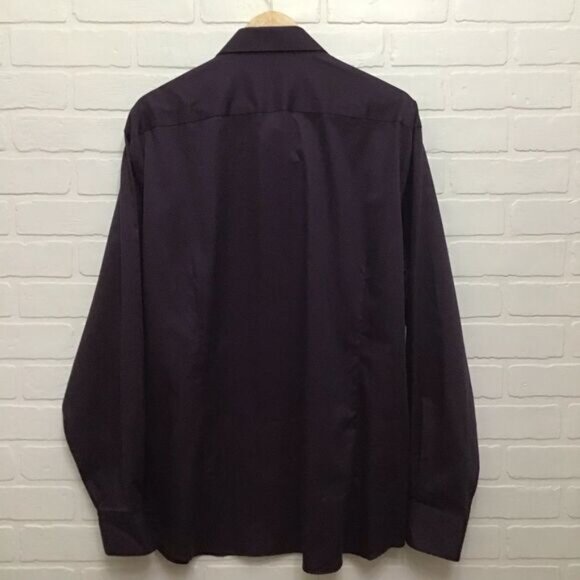 Blu by POLIFRONI men non iron purple dress button down shirt size 18 - Picture 4 of 9
